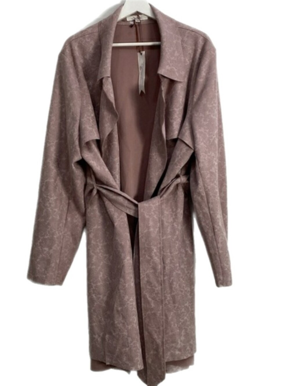Solitaire Mauve Pink Waterfall Paisley Trench Coat, 2X